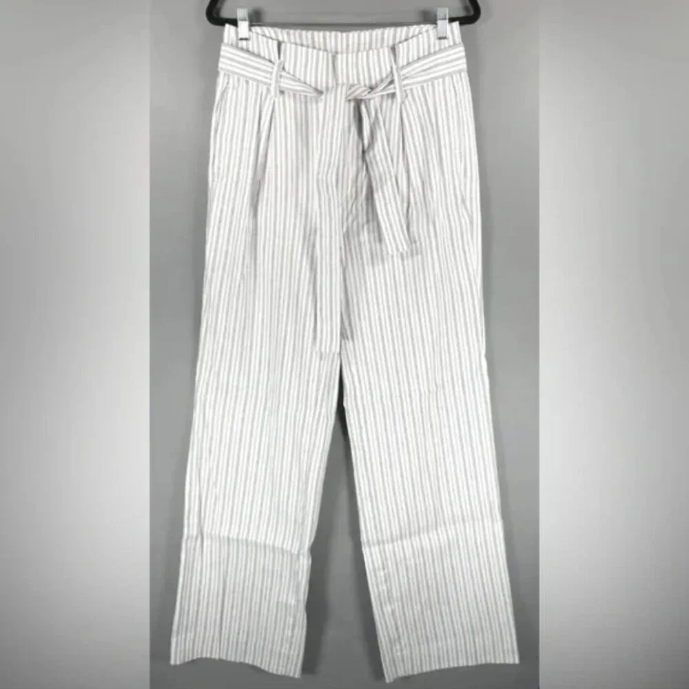 NWT BANANA REPUBLIC LINEN‎ Blend High Rise Tie Waist Flattering Pants Pockets 8L